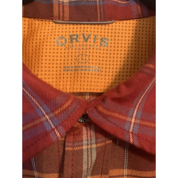 Orvis Classic Collection Mens Shirt Large Button Down LS Plaid Orange - Picture 2 of 6